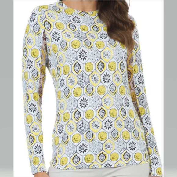 IBKUL Womens Long Sleeve Crew Solid Top - Peri